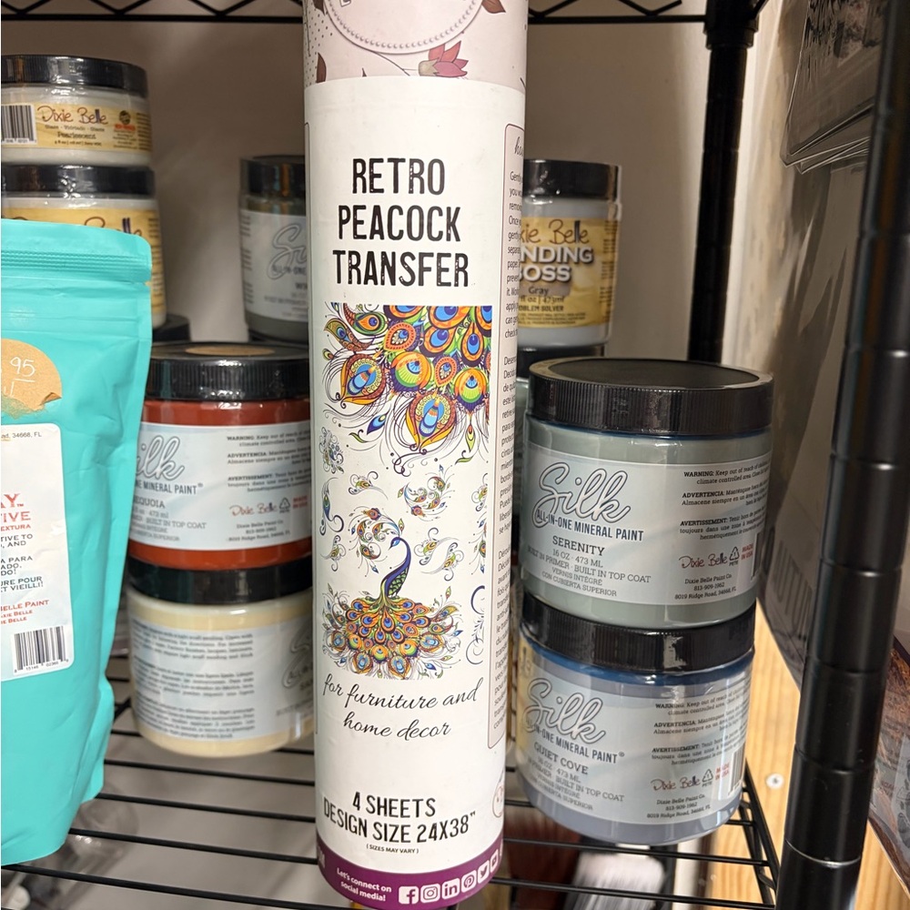 Retro Peacock Transfer for Furniture and Home Decor